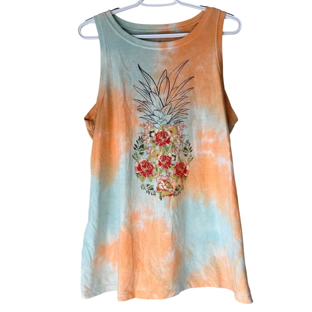 Torrid Blue & Orange Ombre Floral Tank Top Women’s Size 0X